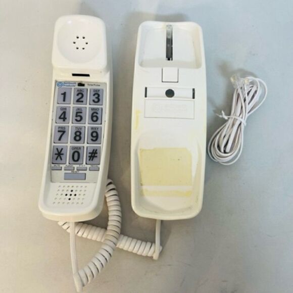 Vintage Bell South BIG Push Button Phone Wall Mount Desk Top #449 White Good con - Picture 3 of 5